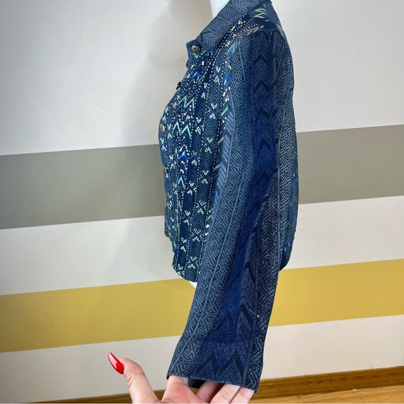 ColdWater Creek Denim Embroidered Maximalism Grandmacore Grandma Jacket Vintage - Picture 6 of 13